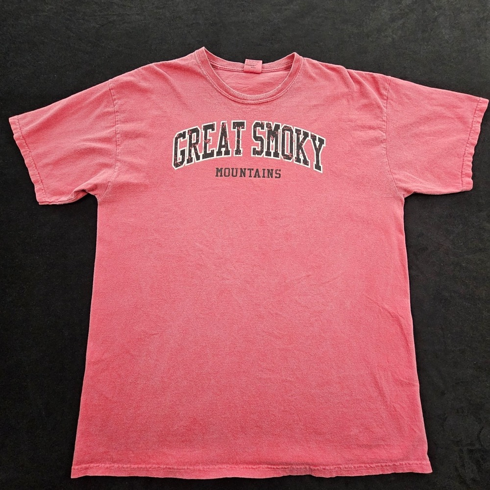 Great Smoky Mountains Red Short Sleeve Cotton T-Shirt Men's XL